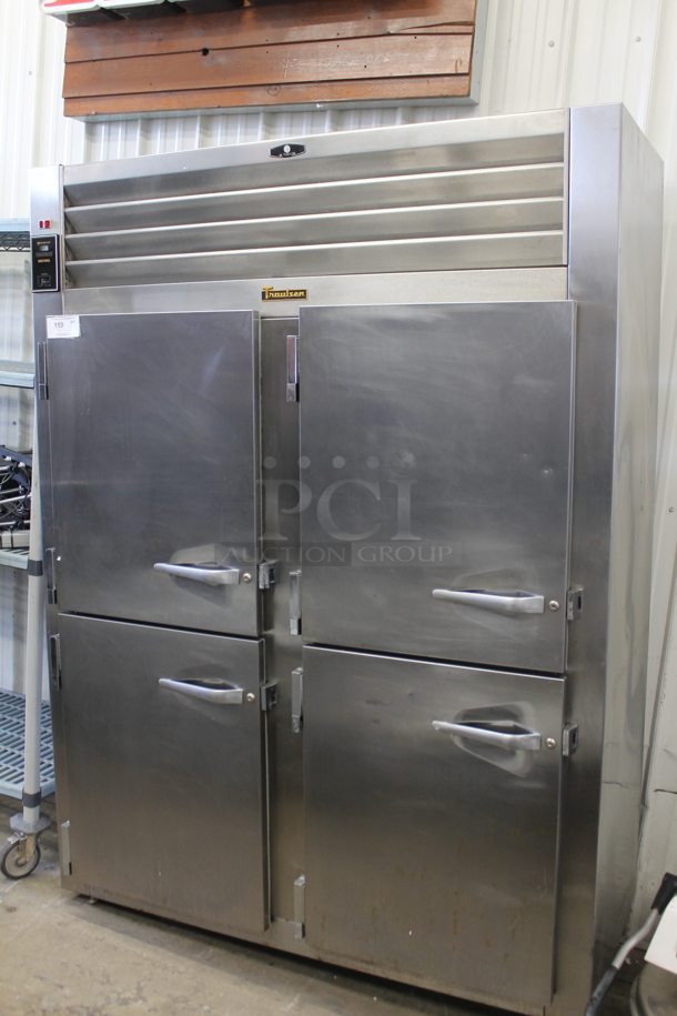 Traulsen Stainless Steel Commercial 4 Half Size Door Reach In Cooler w/ Metal Racks. Tested and Powers On But Does Not Get Cold - Image 1 of 6
