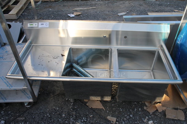 BRAND NEW SCRATCH AND DENT! Regency 600S2171718L Stainless Steel Commercial 2 Bay Sink w/ Left Side Drain Board. Bays 17x17. Drain Board 16.5x18.5 - Image 2 of 5