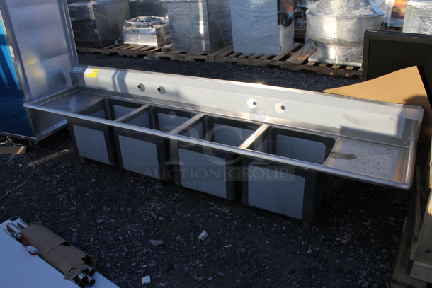 BRAND NEW SCRATCH AND DENT! Regency 600S41818218 Stainless Steel Commercial 4 Bay Sink w/ Dual Drain Boards. No Legs. Bays 18x18x14. Drain Boards 16.5x19.5 - Image 2 of 6