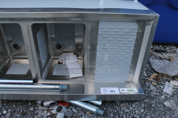 BRAND NEW SCRATCH AND DENT! Regency 600B31014213 Stainless Steel Commercial 3 Bay Bar Sink w/ Dual Drain Boards. Bays 10x14x10. Drain Boards 11x15 - Image 3 of 6