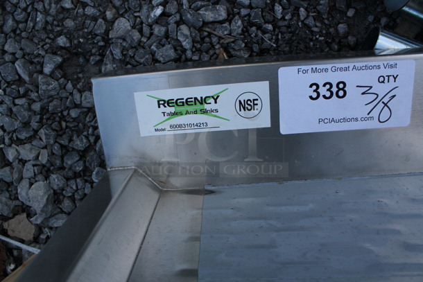 BRAND NEW SCRATCH AND DENT! Regency 600B31014213 Stainless Steel Commercial 3 Bay Bar Sink w/ Dual Drain Boards. Bays 10x14x10. Drain Boards 11x15 - Image 6 of 6
