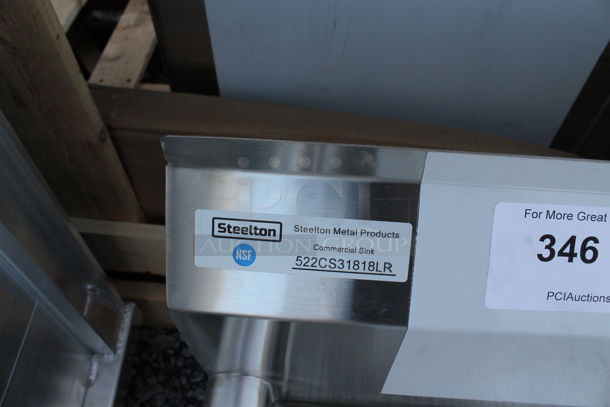 BRAND NEW SCRATCH AND DENT! Steelton 500CS31818LR Stainless Steel Commercial 3 Bay Sink w/ Dual Drain Boards. - Image 6 of 6