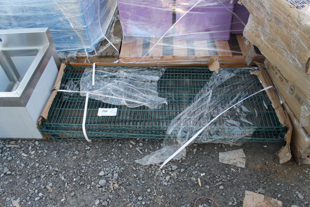 ALL ONE MONEY! Lot of 2 BRAND NEW SCRATCH AND DENT! Green Finish Wire Shelves. - Image 1 of 3
