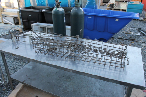 ALL ONE MONEY! Lot of Brown Metal Chip Racks for Subway Sandwich Make Line.
