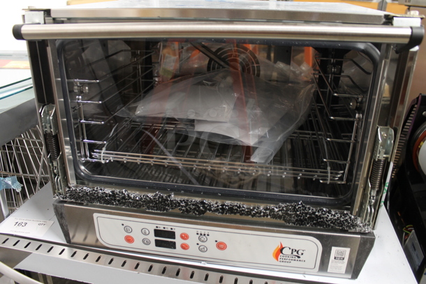 Cooking Performance Group CPG 351COHD3A Stainless Steel Commercial Countertop Electric Powered Half Size Convection Oven. See Pictures For Damage Including Missing Glass Door Pane. 110 Volt, 1 Phase. Tested and Working! - Image 3 of 5