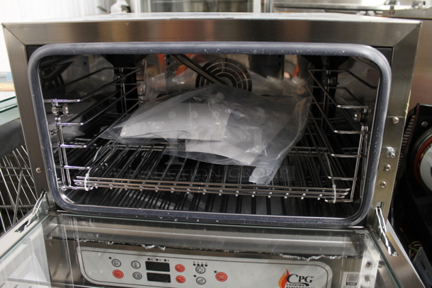 Cooking Performance Group CPG 351COHD3A Stainless Steel Commercial Countertop Electric Powered Half Size Convection Oven. See Pictures For Damage Including Missing Glass Door Pane. 110 Volt, 1 Phase. Tested and Working! - Image 4 of 5