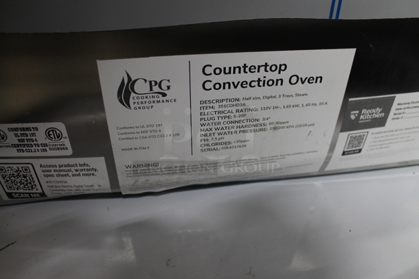 Cooking Performance Group CPG 351COHD3A Stainless Steel Commercial Countertop Electric Powered Half Size Convection Oven. See Pictures For Damage Including Missing Glass Door Pane. 110 Volt, 1 Phase. Tested and Working! - Image 5 of 5