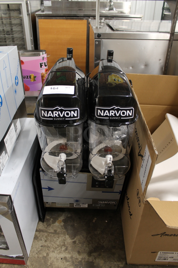 BRAND NEW SCRATCH AND DENT! Narvon NSSM2 Stainless Steel Commercial Countertop 2 Hopper 3 Gallon Pourover Granita / Slushy / Frozen Beverage Machine. 115 Volts, 1 Phase. Tested and Working! - Image 2 of 7