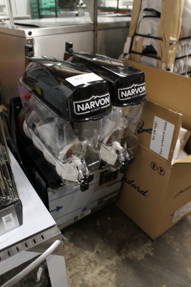 BRAND NEW SCRATCH AND DENT! Narvon NSSM2 Stainless Steel Commercial Countertop 2 Hopper 3 Gallon Pourover Granita / Slushy / Frozen Beverage Machine. 115 Volts, 1 Phase. Tested and Working! - Image 3 of 7