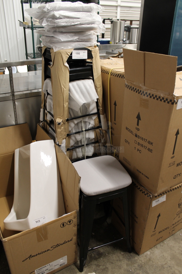 8 BRAND NEW SCRATCH AND DENT! Black Metal Tolix Style Stools w/ Seat Cushion. 8 Times Your Bid! - Image 3 of 7