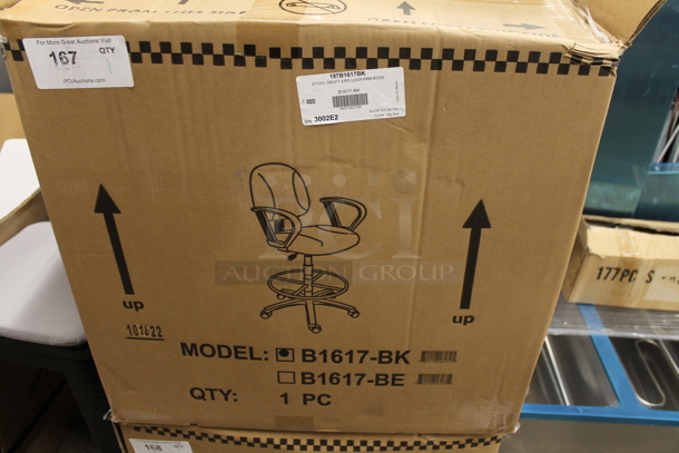 BRAND NEW SCRATCH AND DENT! Boss B1617-BK Black Drafting Stool with Footring and Loop Arms - Image 2 of 5