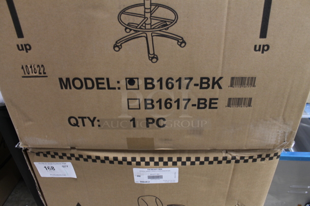 BRAND NEW SCRATCH AND DENT! Boss B1617-BK Black Drafting Stool with Footring and Loop Arms - Image 4 of 5