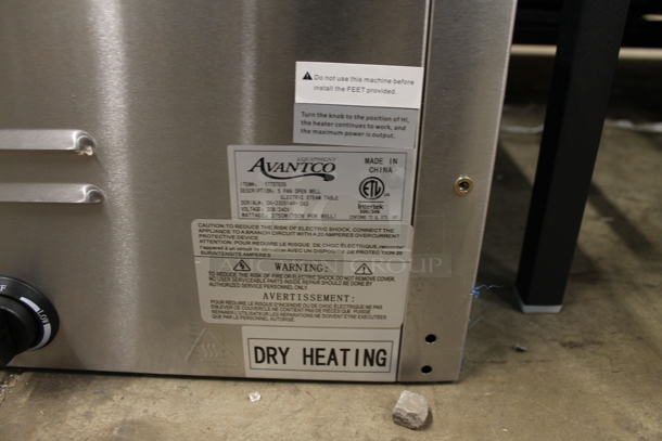 BRAND NEW SCRATCH AND DENT! Avantco 177STE5S Stainless Steel Commercial Electric Powered 5 Bay Steam Table. No Under Shelf. 208/240 Volts, 1 Phase.  - Image 8 of 8