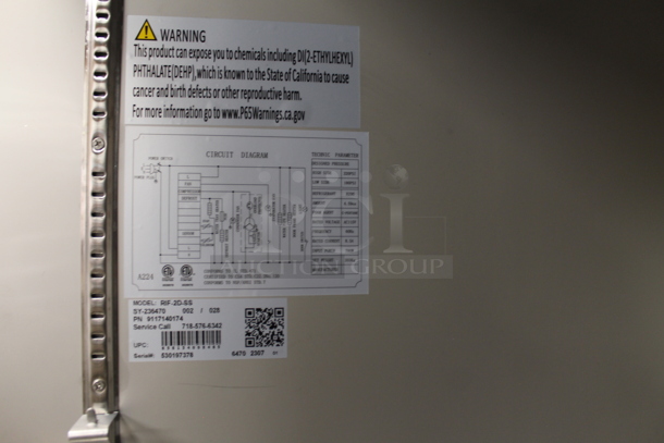 BRAND NEW SCRATCH AND DENT! 2023 KoolMore RIF-2D-SS Stainless Steel Commercial 2 Door Reach In Freezer w/ Poly Coated Racks on Commercial Casters. 115 Volts, 1 Phase. Tested and Working! - Image 7 of 8