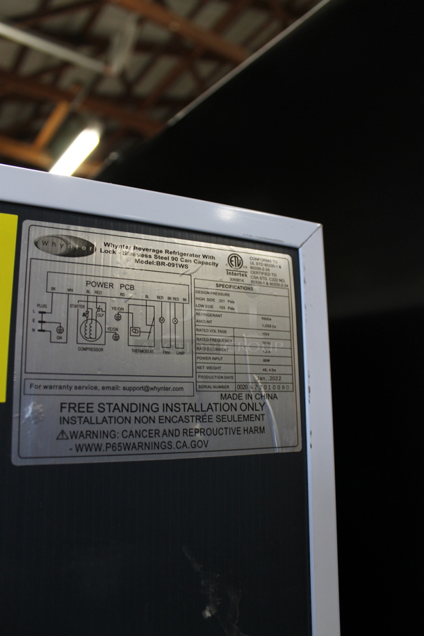 BRAND NEW SCRATCH AND DENT! Whynter BR-091WS 90-Can Beverage Refrigerator Merchandiser With Lock. 115 Volts, 1 Phase. Tested and Working! - Image 4 of 4