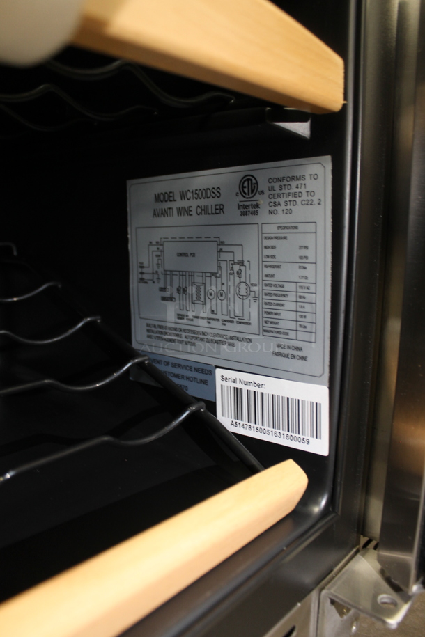 BRAND NEW SCRATCH AND DENT! Avanti WC1500DSS 15 Inch Built-in Wine Cooler with 30-Bottle Capacity, Digital Control Panel, 5 Slide-Out Shelves, Interior LED Lighting and Security Lock. 115 Volts, 1 Phase. Tested and Working! - Image 5 of 5