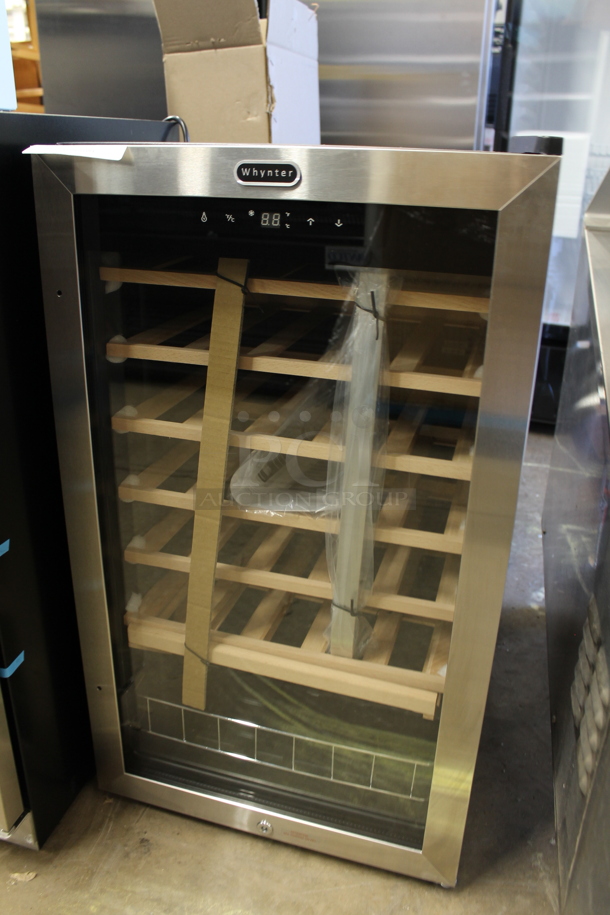 BRAND NEW SCRATCH AND DENT! Whynter FWC-341TS Metal 34 Bottle Freestanding Wine Cooler Merchandiser w/ Display Shelf and Digital Control. 115 Volts, 1 Phase. Tested and Working! - Image 2 of 4