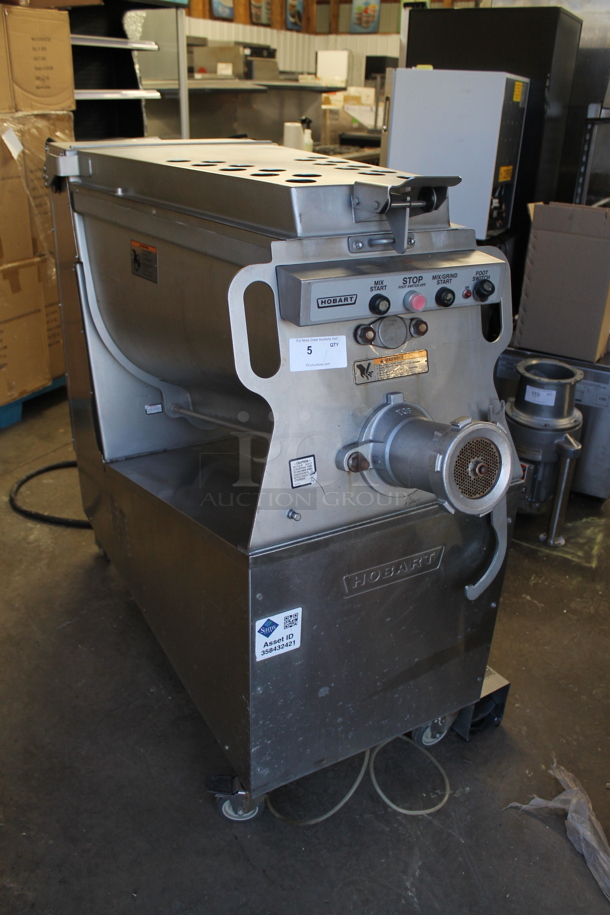 2019 Hobart MG2032 Metal Commercial Floor Style Electric Powered Meat Grinder w/ Foot Pedal on Commercial Casters. 208 Volts, 3 Phase. - Image 4 of 10