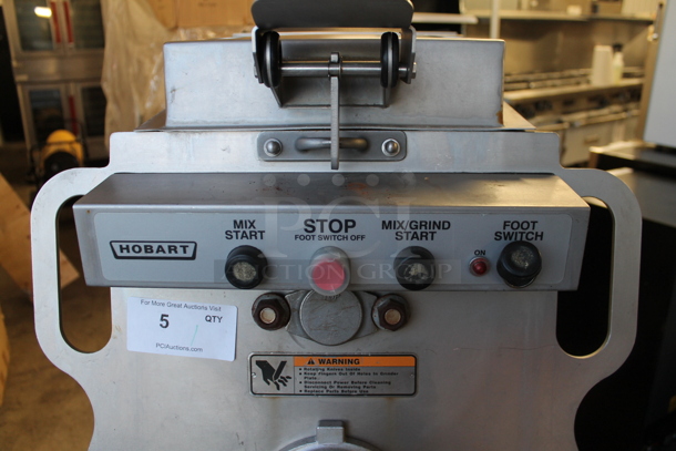 2019 Hobart MG2032 Metal Commercial Floor Style Electric Powered Meat Grinder w/ Foot Pedal on Commercial Casters. 208 Volts, 3 Phase. - Image 6 of 10