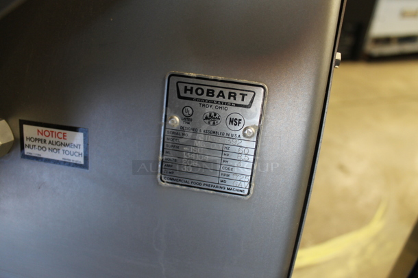 2019 Hobart MG2032 Metal Commercial Floor Style Electric Powered Meat Grinder w/ Foot Pedal on Commercial Casters. 208 Volts, 3 Phase. - Image 8 of 10
