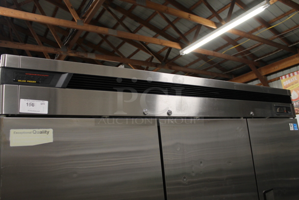 Turbo Air TSF-72SD Stainless Steel Commercial 3 Door Reach In Freezer w/ Metal Racks on Commercial Casters. 110-120 Volts, 1 Phase. Tested and Working! - Image 4 of 8