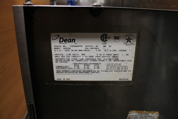 2013 Dean SR42GN Stainless Steel Commercial Floor Style Natural Gas Powered Deep Fat Fryer. 105,000 BTU.  - Image 6 of 6