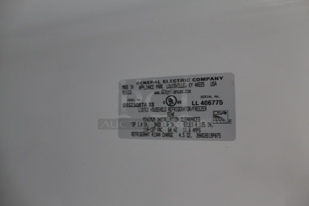 General Electric GE GSS23QSTA SS Stainless Steel Cooler Freezer Combo w/ Water and Ice Dispenser. 115 Volts, 1 Phase. Tested and Powers On But Does Not Get Cold - Image 8 of 9