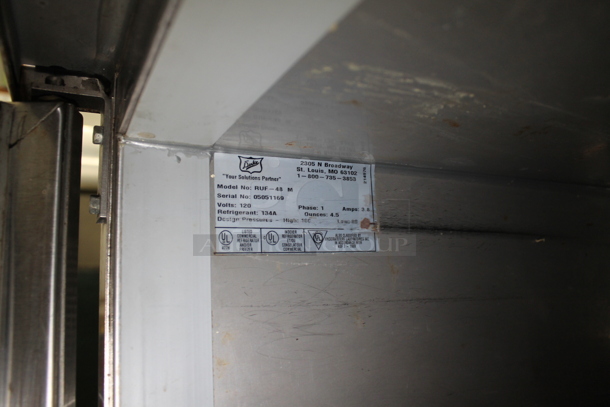 Duke RUF-48 M Stainless Steel Commercial 2 Door Work Top Cooler. 120 Volts, 1 Phase. Tested and Working! - Image 4 of 5
