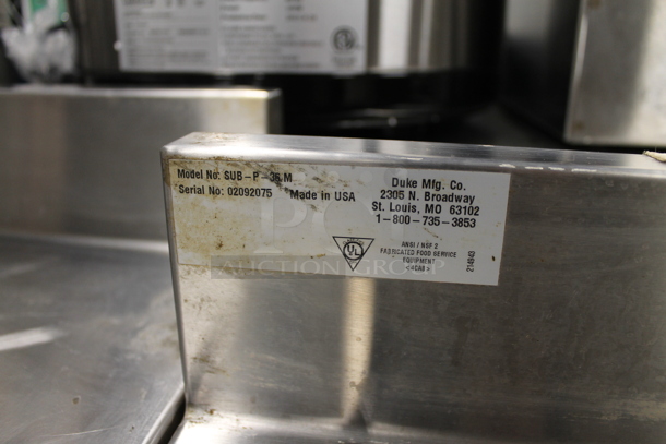Duke SUB-P-36M Stainless Steel Commercial 2 Door Counter w/ Back Splash.  - Image 5 of 6