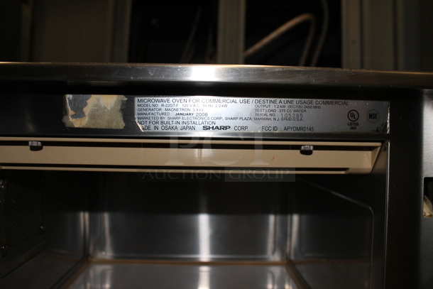 Sharp R-22GT-F Stainless Steel Commercial Microwave Oven. 120 Volts, 1 Phase.  - Image 4 of 5