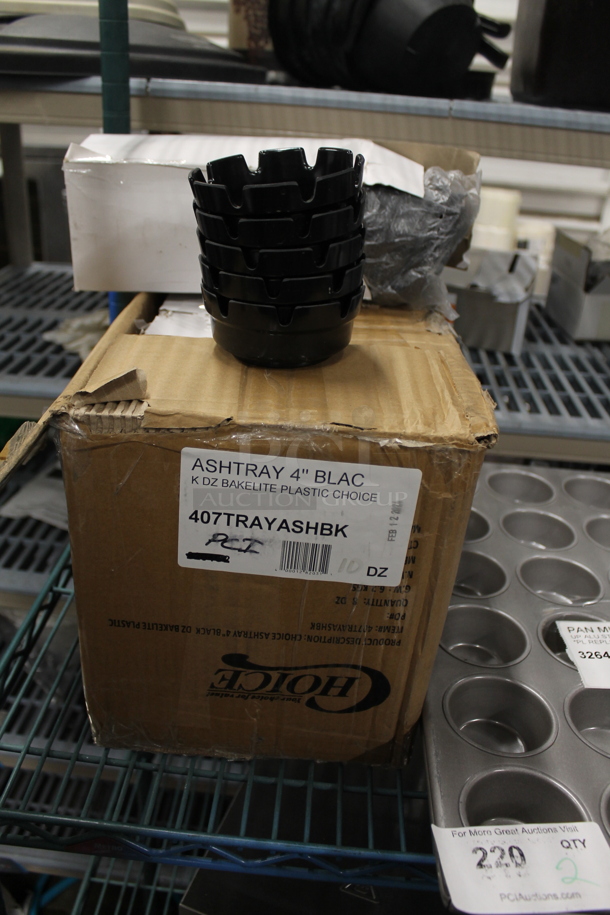 9 Boxes of 12 BRAND NEW IN BOX! Choice 407TRAYASHBK 4 1/4" x 1 3/4" Black Plastic Ashtray. 9 Times Your Bid! - Image 2 of 5