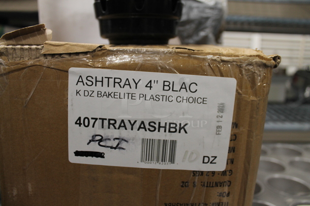 9 Boxes of 12 BRAND NEW IN BOX! Choice 407TRAYASHBK 4 1/4" x 1 3/4" Black Plastic Ashtray. 9 Times Your Bid! - Image 3 of 5