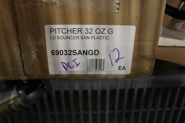 12 BRAND NEW SCRATCH AND DENT! Choice 69032SANGD 32 oz. Amber SAN Plastic Beverage Pitcher. 12 Times Your Bid! - Image 5 of 5