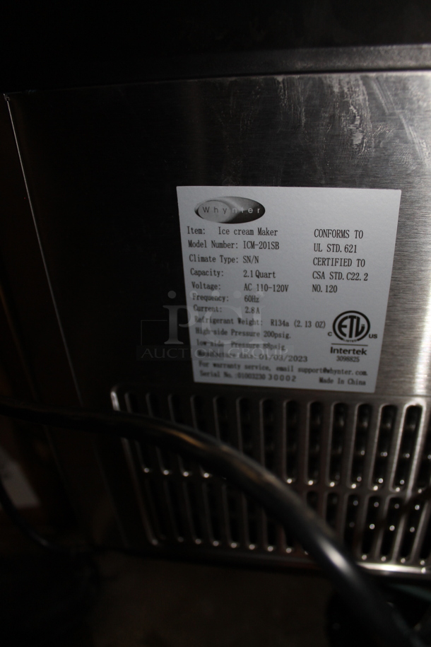 BRAND NEW SCRATCH AND DENT! Whynter ICM-201SB 2.1 Quart Countertop Automatic Ice Cream Maker. 115 Volts, 1 Phase. - Image 4 of 4