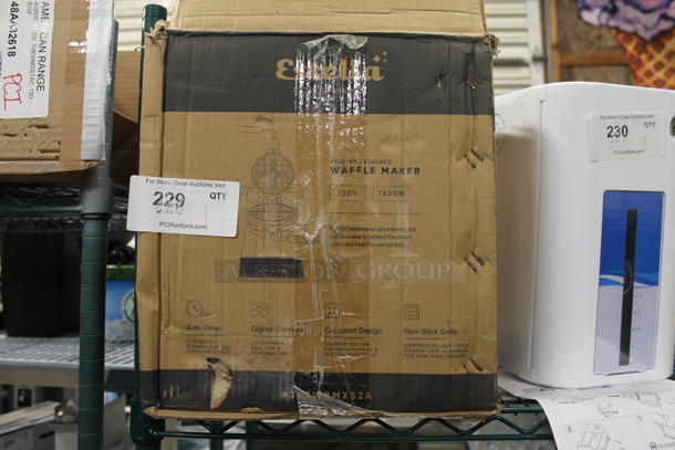 BRAND NEW SCRATCH AND DENT! Estella 348WBMXS2A WBMXS2A Stainless Steel Commercial Countertop Stacked Belgian Waffle Maker. 120 Volts, 1 Phase. Tested and Working! - Image 2 of 4