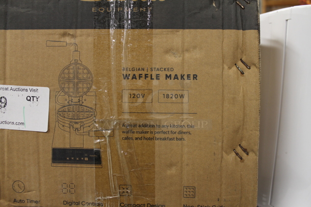 BRAND NEW SCRATCH AND DENT! Estella 348WBMXS2A WBMXS2A Stainless Steel Commercial Countertop Stacked Belgian Waffle Maker. 120 Volts, 1 Phase. Tested and Working! - Image 3 of 4