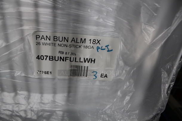 3 BRAND NEW SCRATCH AND DENT! Baker's Mark 407BUNFULLWH Full Size 18 Gauge Non-Stick 18" x 26" White Wire in Rim Aluminum Bun / Sheet Pan / Tray. 3 Times Your Bid! - Image 4 of 4