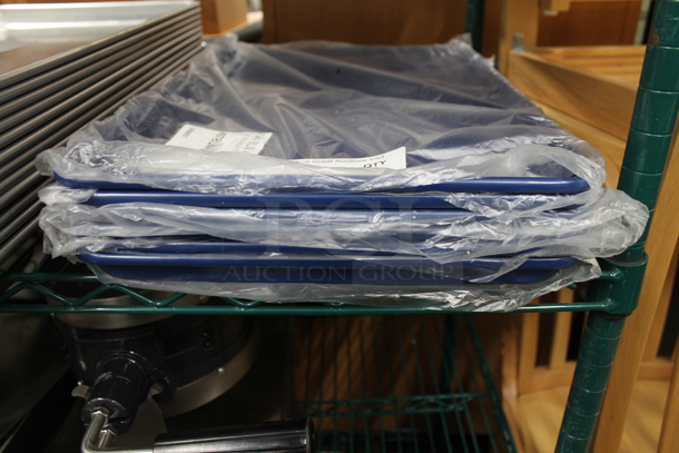6 BRAND NEW SCRATCH AND DENT! Baker's Mark 407BUNHALFDB Half Size 18 Gauge Non-Stick 13" x 18" Dark Blue Wire in Rim Aluminum Bun / Sheet Pan / Tray. 6 Times Your Bid! - Image 4 of 4