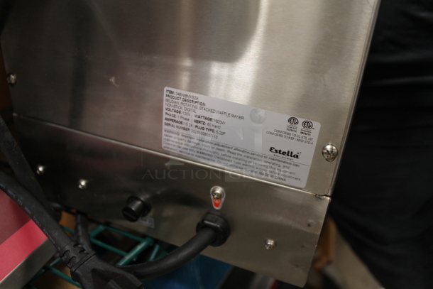 BRAND NEW SCRATCH AND DENT! Estella 348WBMXS2A WBMXS2A Stainless Steel Commercial Countertop Stacked Belgian Waffle Maker. 120 Volts, 1 Phase. Tested and Working! - Image 5 of 5