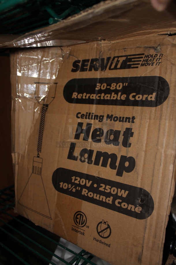 BRAND NEW SCRATCH AND DENT! ServIt 30-80" Retractable Cord Ceiling Mount Heat Lamp. 120 Volts, 1 Phase.  - Image 5 of 5