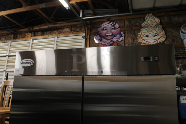 BRAND NEW SCRATCH AND DENT! 2023 KoolMore RIR-2D-SS Stainless Steel Commercial 2 Door Reach In Cooler w/ Poly Coated Racks. 115 Volts, 1 Phase. Tested and Working! - Image 5 of 8