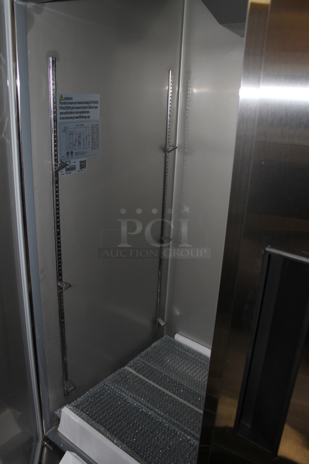 BRAND NEW SCRATCH AND DENT! 2023 KoolMore RIR-2D-SS Stainless Steel Commercial 2 Door Reach In Cooler w/ Poly Coated Racks. 115 Volts, 1 Phase. Tested and Working! - Image 6 of 8