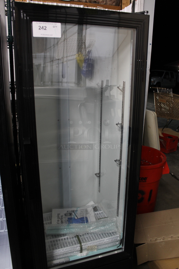 BRAND NEW SCRATCH AND DENT! 2023 Avantco 178GDC10HCB Stainless Steel Commercial Single Door Reach In Cooler Merchandiser w/ Poly Coated Racks. 115 Volts, 1 Phase.  Tested and Working! - Image 3 of 6
