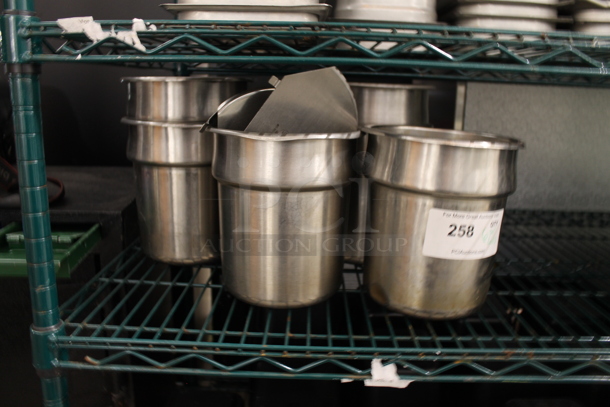 6 Stainless Steel Cylindrical Drop In Bins and Lids. 6 Times Your Bid! - Image 1 of 3