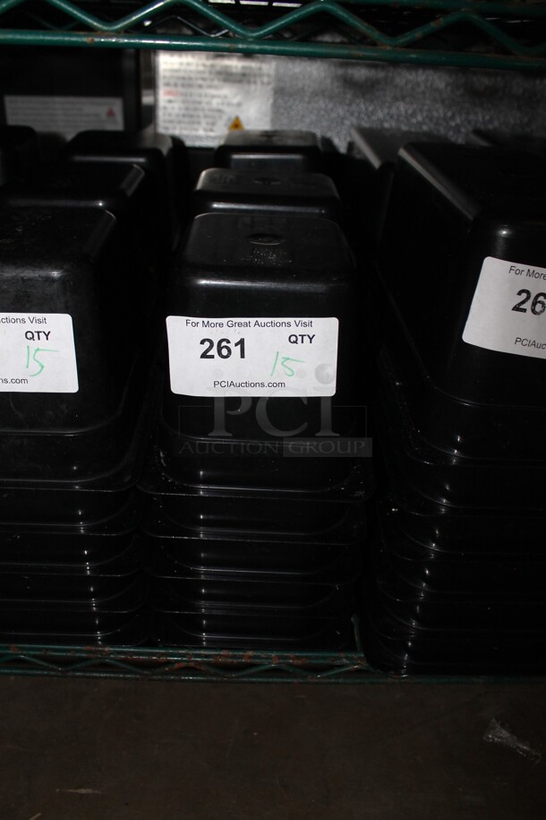 15 Black Poly 1/6 Size Drop In Bins. 1/6x6. 15 Times Your Bid! - Image 1 of 2