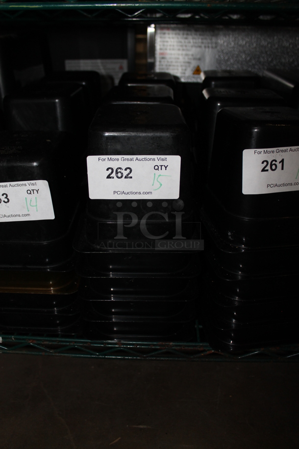 15 Black Poly 1/6 Size Drop In Bins. 1/6x6. 15 Times Your Bid! - Image 1 of 2