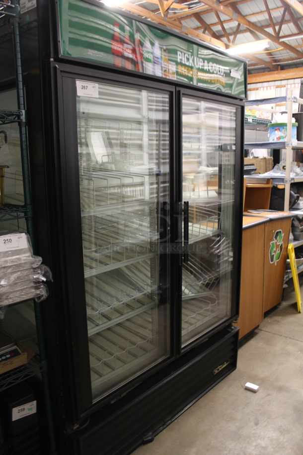 True GEM-49 Metal Commercial 2 Door Reach In Cooler Merchandiser w/ Poly Coated Racks and Drink Sliders. 115 Volts, 1 Phase. Tested and Working! - Image 1 of 6