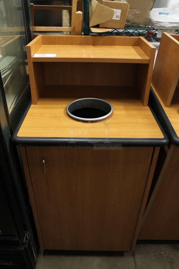 Wood Pattern Trash Can Shell w/ Trash Deposit Hole, Tray Return, Trash Can and Door. - Image 1 of 4