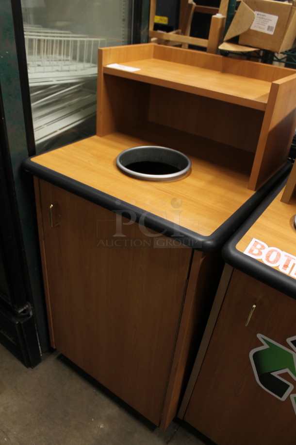 Wood Pattern Trash Can Shell w/ Trash Deposit Hole, Tray Return, Trash Can and Door. - Image 2 of 4