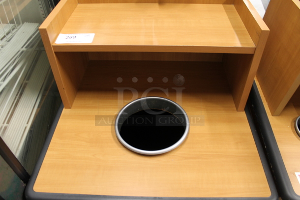Wood Pattern Trash Can Shell w/ Trash Deposit Hole, Tray Return, Trash Can and Door. - Image 3 of 4